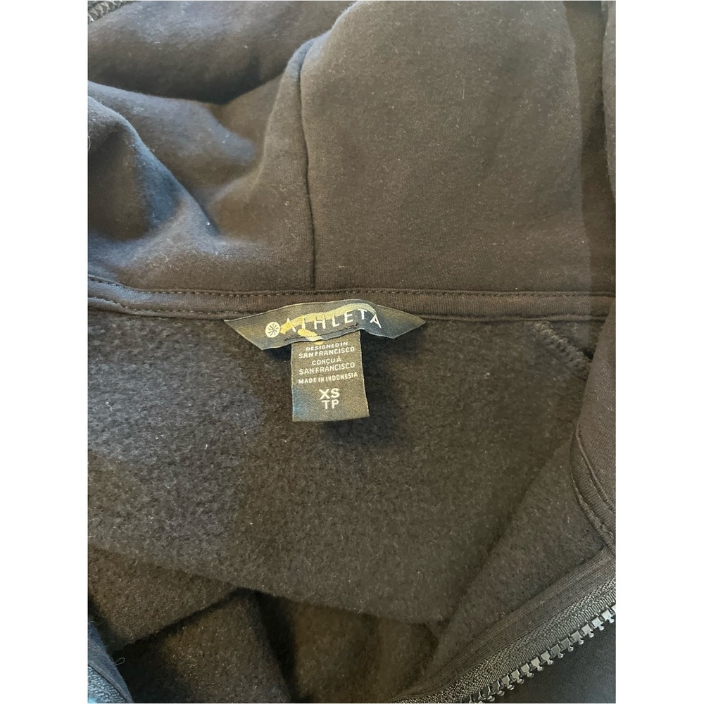 NWT Athleta Easy Forever Fleece‎ 1/2 Zip Hoodie Sweatshirt Black XS - Picture 9 of 11
